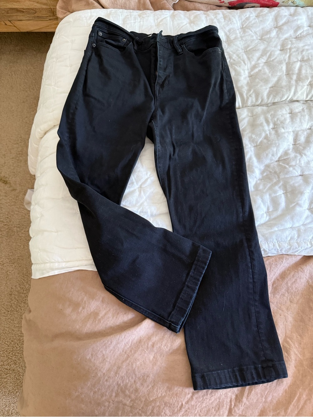 J.Crew Billie Demi Boot Crop Jeans Black Size 29 Mid Rise Stretch Denim